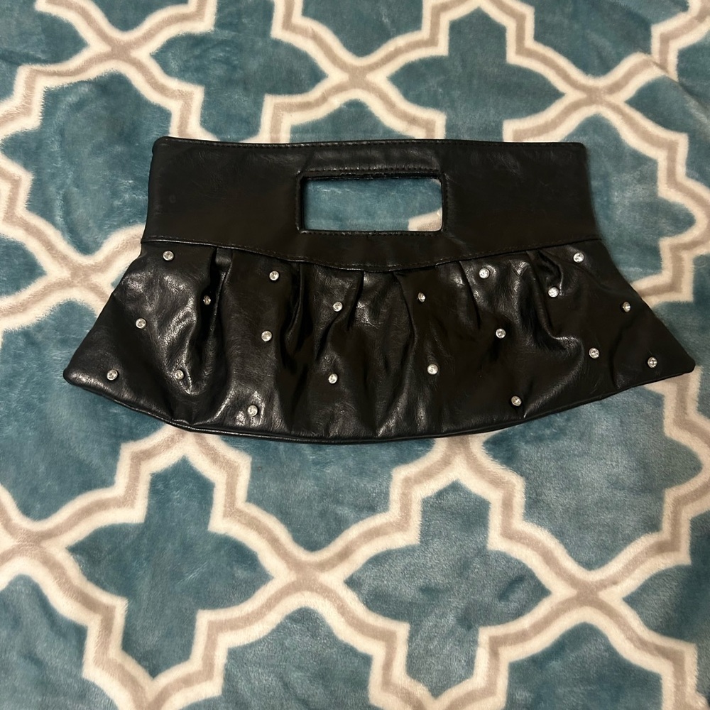Elegant Black Clutch with Rhinestone Accents